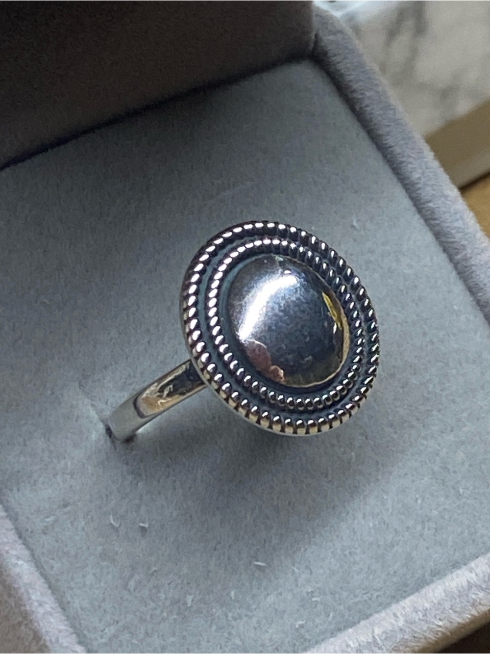 Sterling Silver Oval Dome Ring - Polished Silver